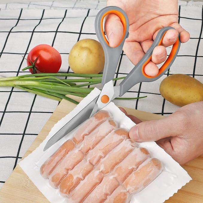 Asdirne Kitchen Scissors Set, Knife-Grade Stainless Steel, TPR Comfortable Handle All Purpose Scissors, Include One Poultry Shears and Four Different Sizes of Cooking Scissors, Perfect Kitchen Partner
