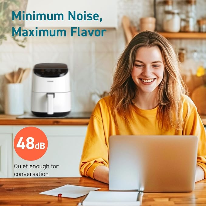 Cosori Lite 2.1 Qt Small Air Fryer, Ceramic Coating, 4-in-1, 97% less oil | Ideal for dorms, apartment, RVs, Quiet, Touch control, Air Fry, Bake, Roast, Reheat, Dishwasher-Safe Basket, Max 400℉