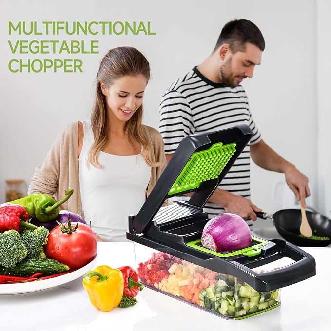 15 in 1 Vegetable Chopper, Food Veggie Chopper, Onion and Vegetable Slicer with Container, Dicer, Kitchen Gadget and Essential