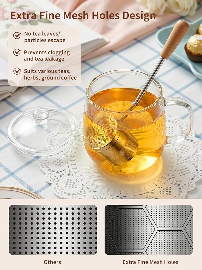 Tea Infuser for Loose Leaf Tea, Tea Scoop Infuser Fine Mesh Tea Strainers | 2-in-1 Tea Scoop & Tea Filter with Long Handle, Extra Fine Mesh Loose Leaf Tea Steeper, Tea Ball for Cup, Mug, Teapot, Kettle