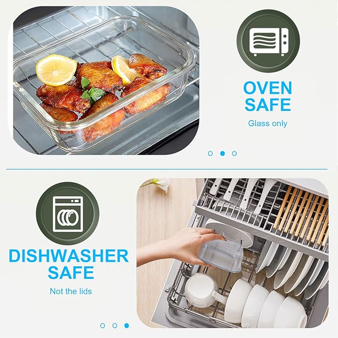 30 Pieces Glass Food Storage Containers Set, Blue | Glass Meal Prep Containers Set, Snap Locking Lids, Airtight Lunch Containers, Microwave, Oven, Freezer & Dishwasher Safe