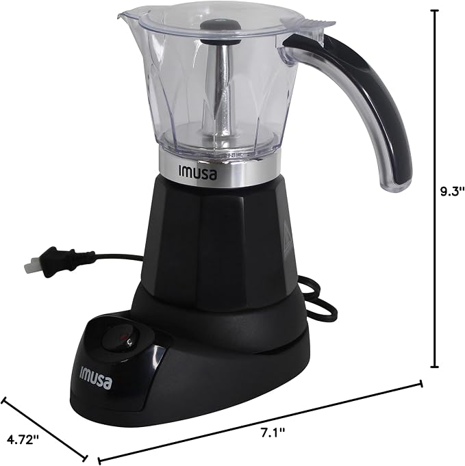 Imusa 6 or 3 Cup Electric Espresso Maker Black Coffee Machine for Cuban Coffee, Moka and Espresso Drinks (Pack of 2)