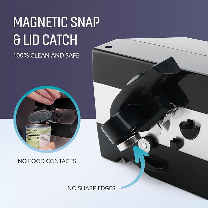 ELITRA HOME 3-In-1 Under The Cabinet Electric Can Opener - Black | Automatic Smooth Edge Can & Bottle Opener, Magnetic Lid Holder & Knife Sharpener, Space Saving Kitchen Tool with Cord Storage