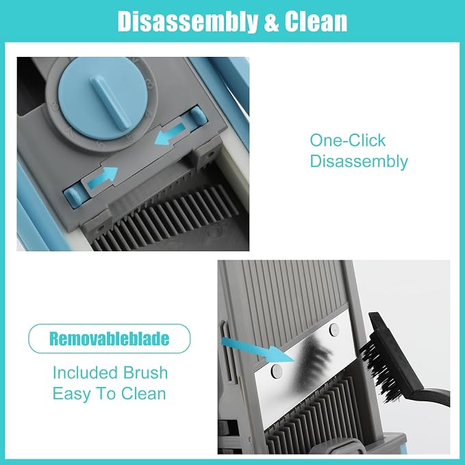 Mandoline Slicer for Kitchen, Safe Vegetable Chopper & Potato Slicer with Adjustable Thickness and Container for Meal Prep, Ideal for Home & Commercial Use, Kitchen Gift(Blue)
