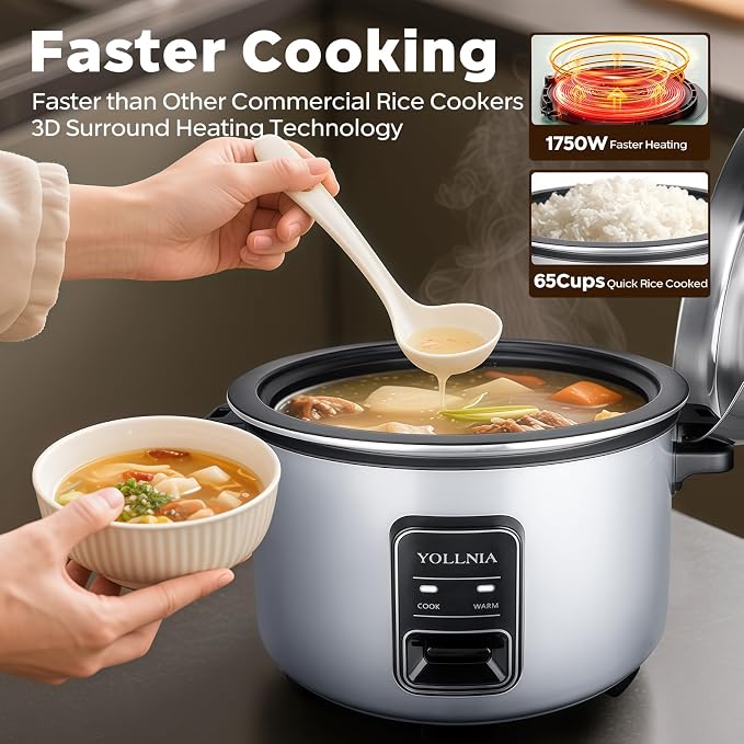15L Commercial Rice Cooker 84 cup(Cooked) Extra Large Rice Cooker | 24-hour Keep Warm| One Touch Operation,Food Warmer with nonstick pot |1350W Fast Cooking Electric Rice Cooker for Restaurant