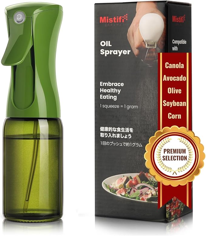 Oil Sprayer 150ml glass bottle Refillable Premium Dark Green Glass Bottle for Healthy Cooking & Baking Even Oil Control for Healthy Nonstick Cooking (PS642)