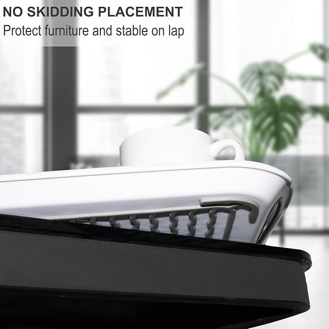 Large Anti-Slip Serving Tray with Handles, 17.8" x 12.5", White | Dual Rubber Grippy Lap Food Trays for Eating, Dinning, Breakfast, on Couch/TV, Set of 2