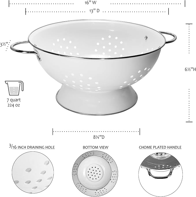Calypso Basics by Reston Lloyd Powder Coated Enameled Colander, 7 Quart, Lemon