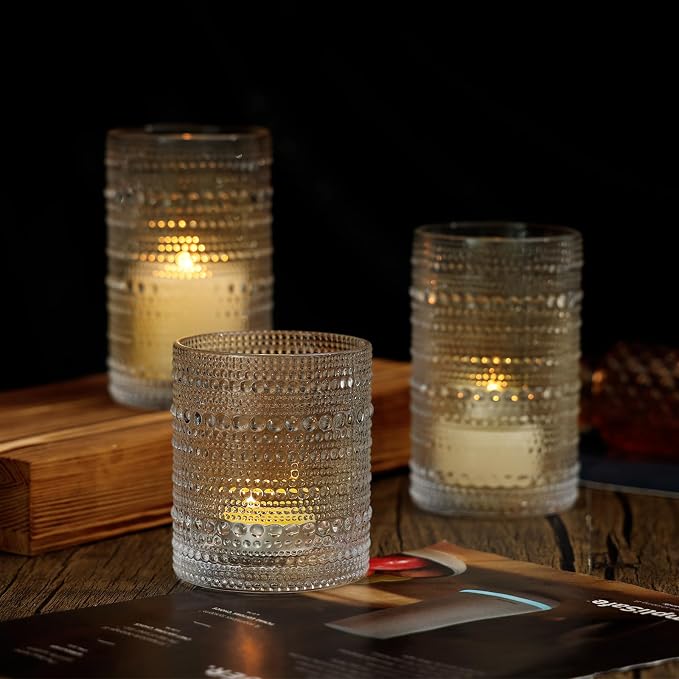 Moretoes Hobnail Drinking Glasses Set of 12, Vintage Water Glass Cups | 12 Oz Highball Glasses & 10 Oz Cocktail Glasses, Clear Embossed Boho Kitchen Bar Tumbler for Whiskey, Beer, Juice, Milk
