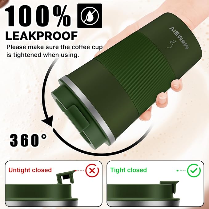 MOMSIV 17oz Travel Coffee Mug, Insulated Coffee Cup with Leakproof Lid | 6-Hour Heat Retention, 360°Leak proof, Vacuum Stainless Steel Double Walled, BPA-free, Reusable And To Go Coffee Mug