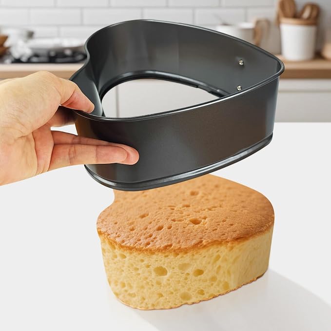 2 Pcs Heart Shaped Springform Pan 7/9 Inch | Non Stick Heart Cheesecake Pans, Removable Bottom, Heart Cake Baking Molds for Snack Cooking