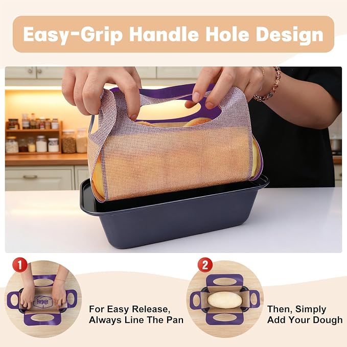 Loaf Pan with Liners Set: Nonstick 9 x 5 Inch Bread Pan for Homemade Baking | 2-Pack for Homemade Oven Baking - Rectangular Baking Tray for Kitchen Home Baker Make Sourdough Banana Sandwich 9x5 Brioche