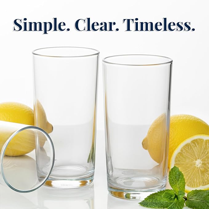US Acrylic Classic Clear Plastic Reusable Drinking Glasses (Set of 6) 24oz Iced-Tea Cups | BPA-Free Tumblers, Made in USA | Top-Rack Dishwasher Safe