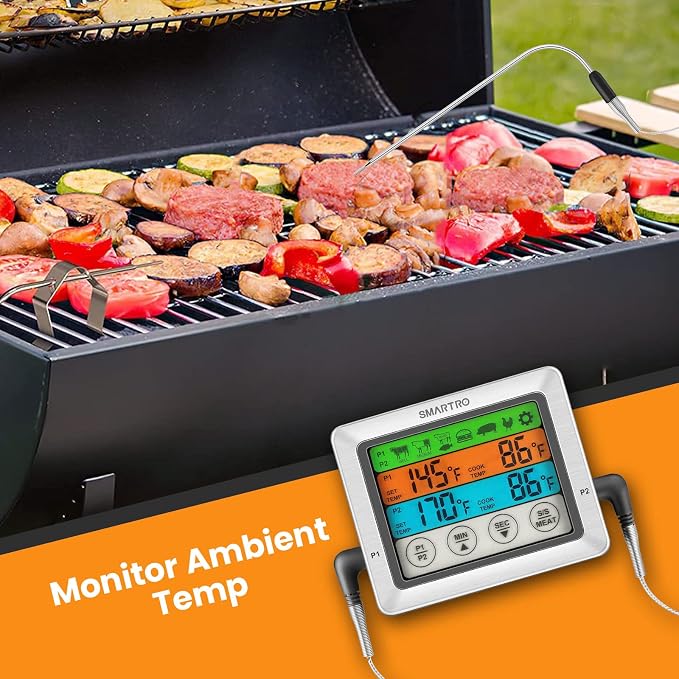 ST54 Dual Probe Digital Meat Thermometer with Timer Mode | Commercial-Grade Probes for Cooking Food Kitchen Oven BBQ Grill