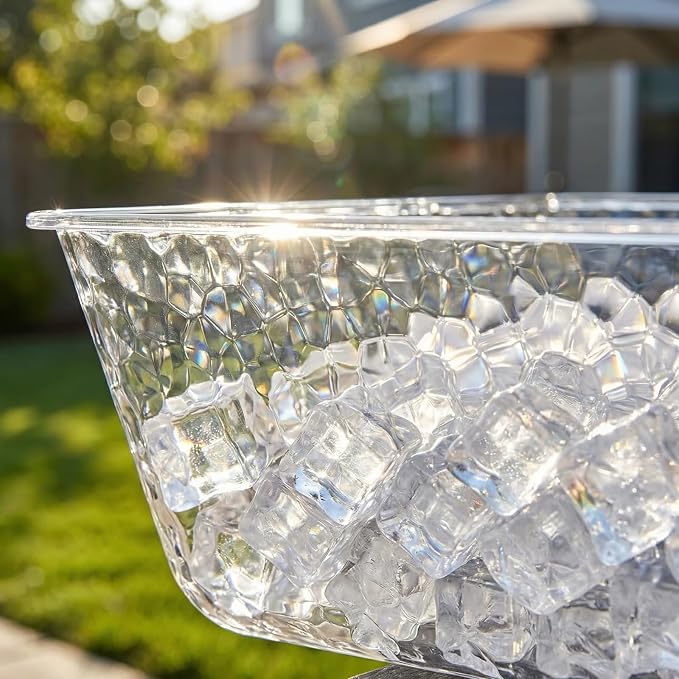 2 Pack Ice Chilled Serving Tray, Plastic Chilled Party Platter for Fruit, Veggie Trays Large Removable Serving Tray for Cold Dish, Ideal for Appetizers, Seafood, Desserts, Charcuterie Board