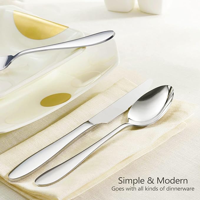 HaWare 20-Piece Silverware Set for 4, Stainless Steel Flatware | Food Grade Cutlery Set, Modern Ergonomic Design, for Home Kitchen Restaurant, Mirror Polished, Dishwasher Safe