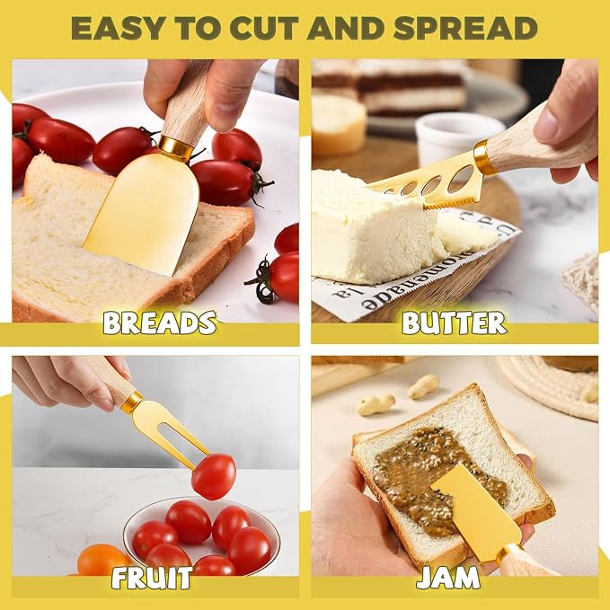 Charcuterie Boards Accessories Gold Charcuterie Utensils Cheese Butter Spreader Knife Set Small Serving Tongs Forks and Spoons Dipping Bowls Honey Dippers Toothpick Flags for Party Platter Making