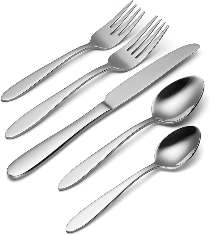 Oneida Mooncrest 20-Piece 18/0 Silverware Set for 4, Flatware | mirror finish, dishwasher safe | includes knives, forks, and spoons | cutlery set for kitchen and dining