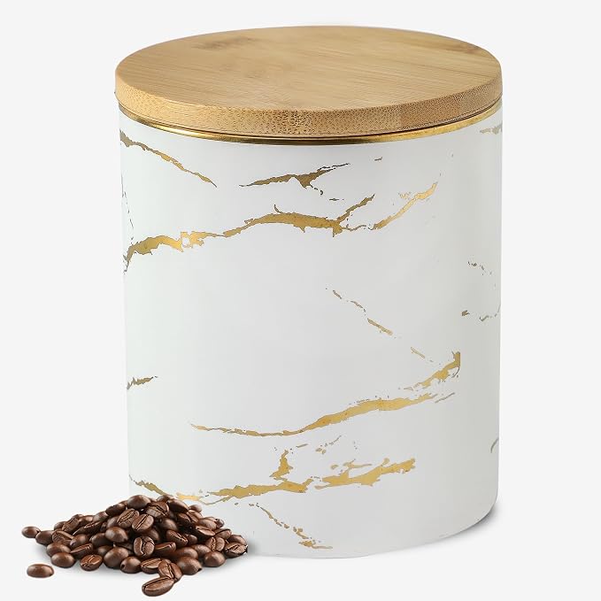 Food Storage Jar Strong Ceramic Storage Canisters with Airtight Seal Bamboo Lid Modern Design Seal Damp-Proof Kitchen Jar for Coffee, Tea,coffee