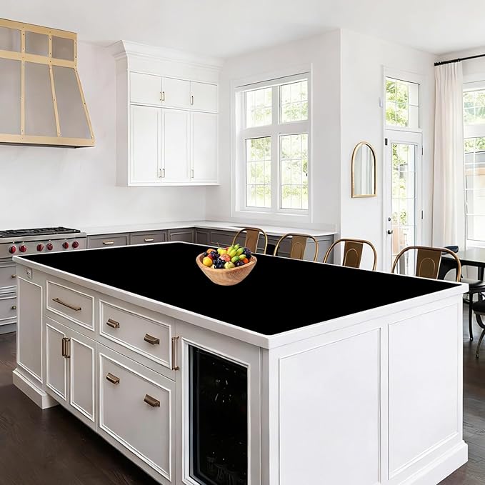 78"x32"(200cmx80cm) Large Silicone Kitchen Counter Mat, Heat Resistant Non-Slip Countertop Protector, Waterproof Multipurpose Mat for Kitchen Island, Black