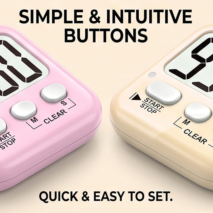 2 Pack Digital Timer for Kids Classroom Kitchen Timers for Cooking | w/ Battery, Easy to View, Alarm, Mute Mode, Count Down/Up, Magnetic, Kickstand, Hanging, Classroom Timer for Teacher Supplies