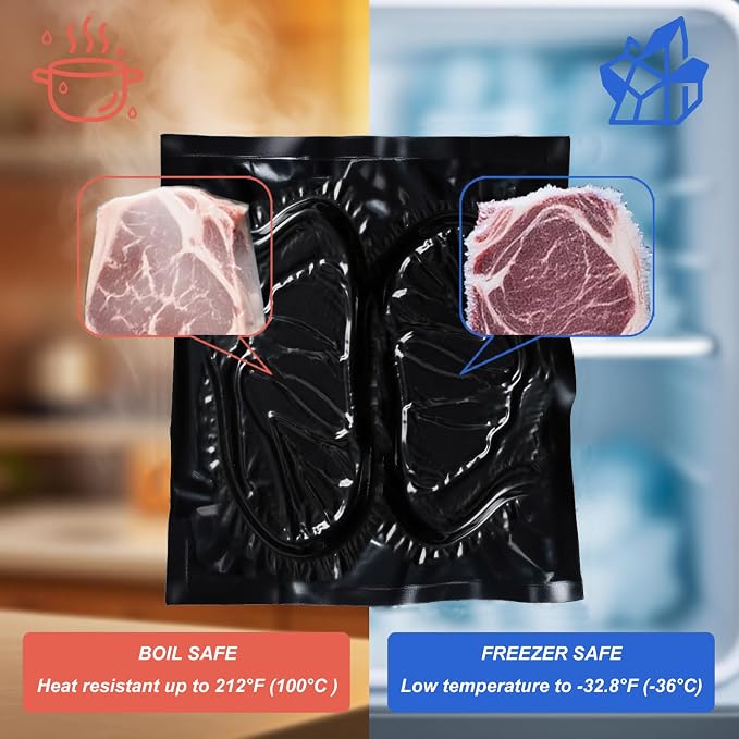 All Black Vacuum Sealer Bags 11" x 24", 5.5 Mil Precut Vacuum Seal Bags for Food Storage, Sous Vide, and Meal Prep, Heavy Duty Commercial Grade, 50 Count