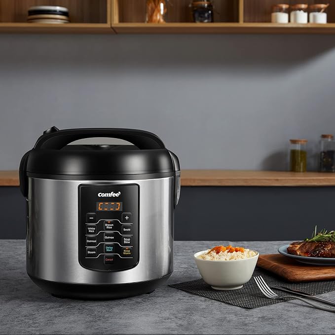 COMFEE' Large Rice Cooker with 8-Functions, 10-Cups Uncooked Rice