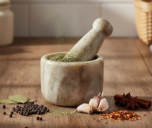 KLEO 2.5” Natural Stone Mortar and Pestle Set – Heavy Duty Spice & Herb Grinder, Guacamole Masher,Non-Porous, Odor Resistant – Garlic Crusher, Seed Grinder, Kitchen Tools