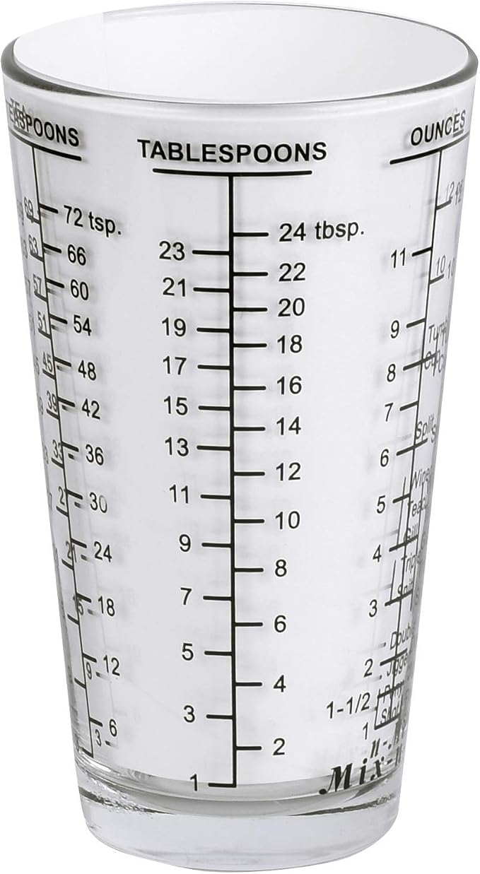 Kolder 26100 Mix N Measure Glass, Heavy Glass, Multi-Purpose Liquid and Dry Measuring Cup