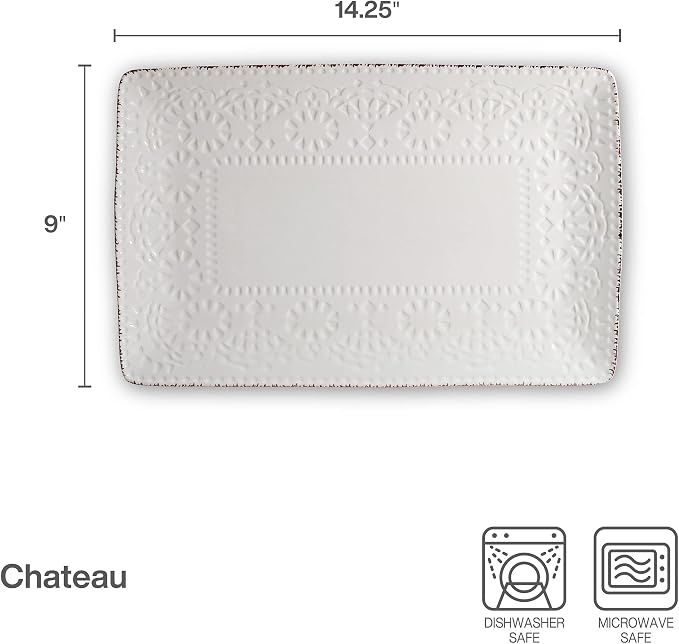 Pfaltzgraff Chateau Serve Platter, 14.25 Inch, Blue and White,Cream