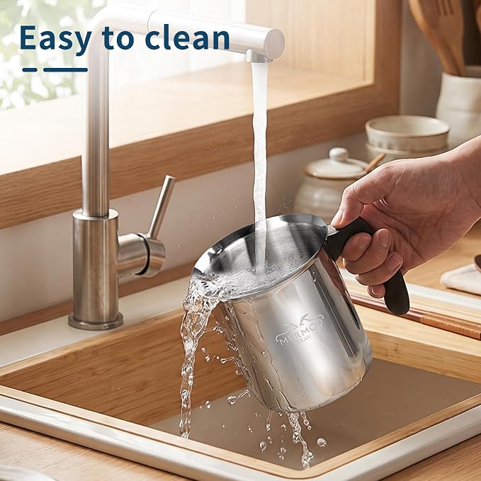 MERMOO YILAN Manual Milk Frother 27oz Stovetop Milk Foamer | for Dairy&Non-dairy milk| Cold&Hot Milk|Not Require Batteries|Thick&Creamy Foam|for Cappuccinos, Lattes, Matcha