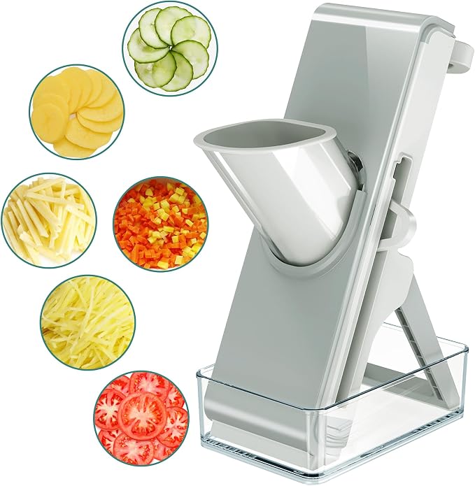 Safe Upgrade Mandoline Slicer with 41% Stronger Blades, Adjustable Thickness Potato Slicer for Chips & Veggies, Effortless Clean Slicer Vegetable Cutter for Daily Meal Prep, Chef-Approved Salad Maker