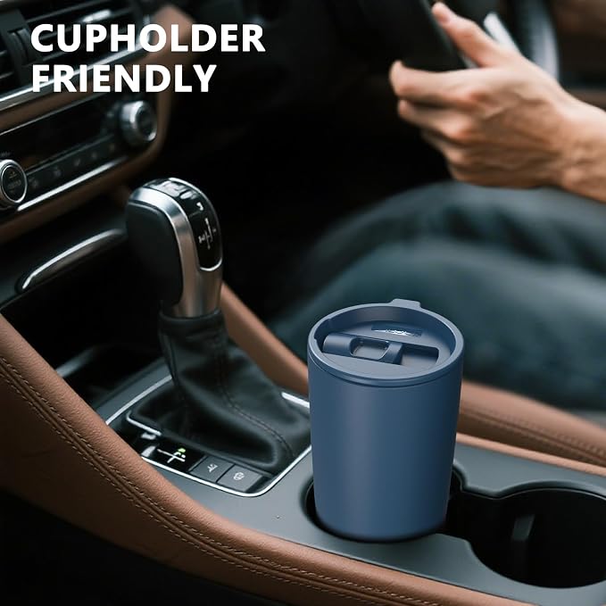 TILUCK 20 oz Insulated Coffee Tumbler with BPA-Free Lid | Travel Coffee Mug, Dishwasher Safe, Cup Holder Friendly, Double-Wall Vacuum Insulation for Hot & Cold Drinks, Matte DarkBlue
