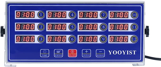 Precision Kitchen Timers for Cooking – 12 Channel Commercial Kitchen Timer Restaurant Kitchen Supplies – Stainless Steel Digital LED Chef Cooking Timer – Reminder Function, Loud Alarm, Blue