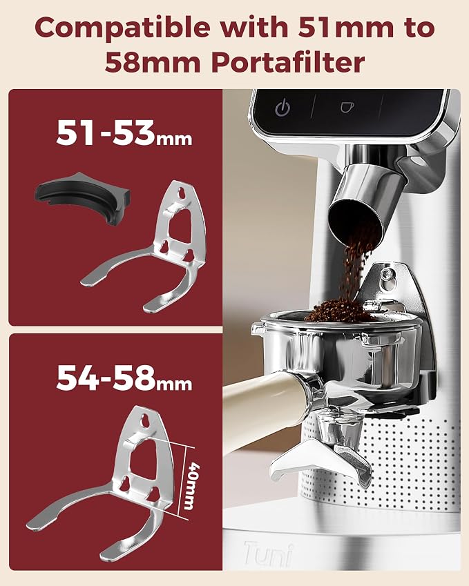 Tuni G2 Conical Burr Coffee Grinder, 70 Grind Settings, Stainless Steel | Electronic Anti-static Burr Grinder with Precision Timer LED Touchscreen for Espresso/Drip/Cold Brew/French Press, Silver