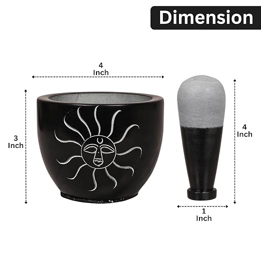 Mortar and Pestle, Made of Heavy Duty Polished Hard Stone, Natural Stone Grinder for Spices, Pastes, Herbs, Seasoning etc. (Sunlight)