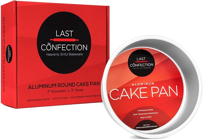 7" x 3" Round Cake Pan, Anodized Aluminum Cake Pan Baking Tin Mold, Professional Bakeware