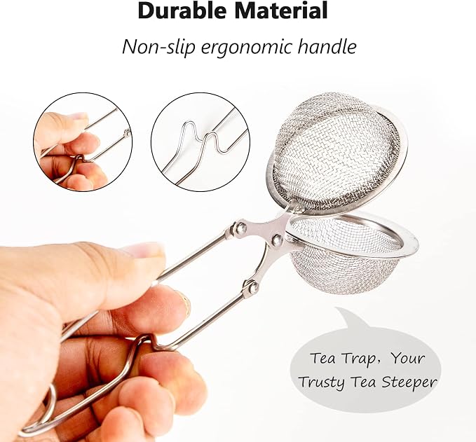 Snap Ball Tea Strainer, Exptolii 2 Pack Stainless Steel Tea Infuser Filter with Handle for Loose Leaf Tea, Spices, Seasonings