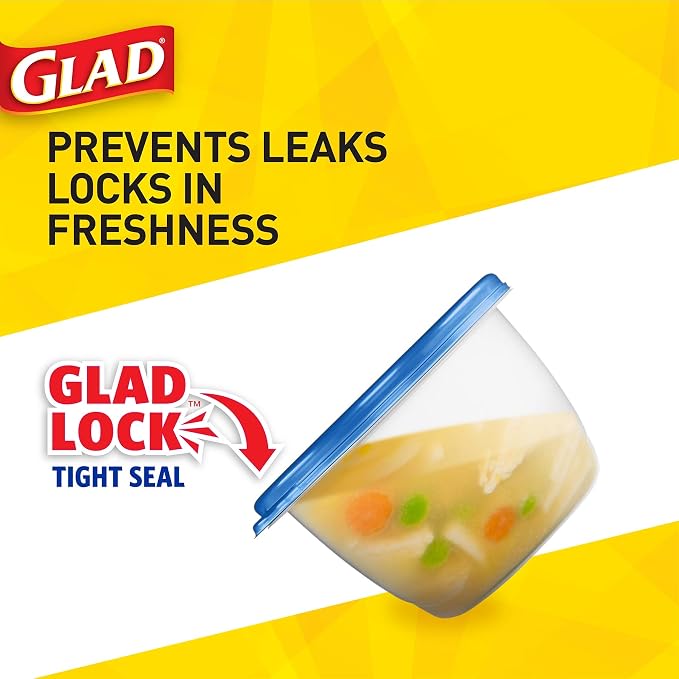 Glad GladWare Mini Round Food Storage Containers, 4 Oz, 8 Count, 12-Pack | BPA-free, lock-tight seal for snacks, portion control, and on-the-go; reusable and stackable