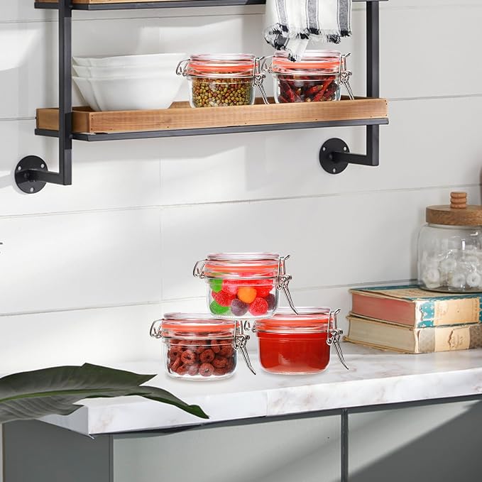 5 oz Glass Jars with Lids, 6 Pack Small Glass Jars with Airtight Lid | Mini Glass Food Storage Container, Glass Spice Jars with Airtight Lids for Kitchen Canning, Honey, Nuts, Snacks, Jelly