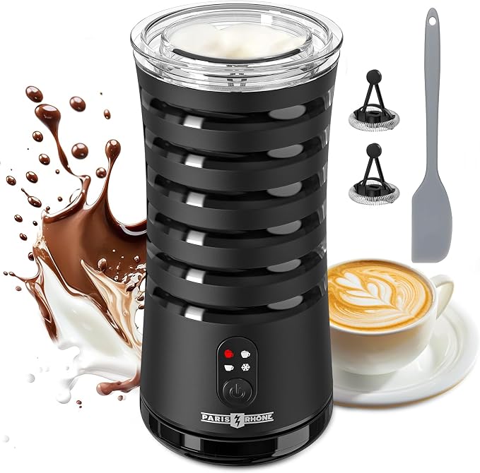 Electric Milk Frother, Paris Rhône 4-in-1 Milk Steamer and Frother, Hot & Cold Foam Milk Warmer with Temperature Control, Auto Shut-Off Frothers for Coffee, Latte,Macchiato, Cappuccino