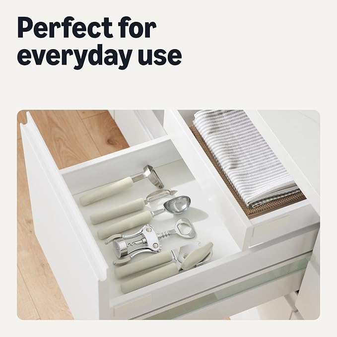 Amazon Basics Vegetable Peelers with Ultra-Sharp Stainless Steel Swivel Blades, Non-Slip Soft-Touch Handle, Protective Covers, 2-Piece Set, Dishwasher-Safe, Linen Gray