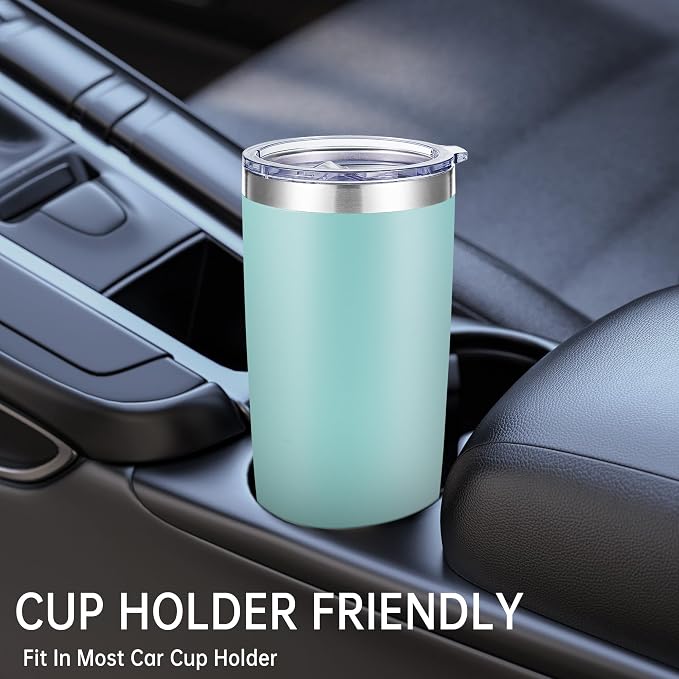 20 oz Tumblers Bulk Stainless Steel Tumbler with Lid, 6 Pack | Turquoise, 20oz Insulated Coffee Mug, Double Wall Vacuum, Powder Coated Cup, for Hot and Cold Drinks