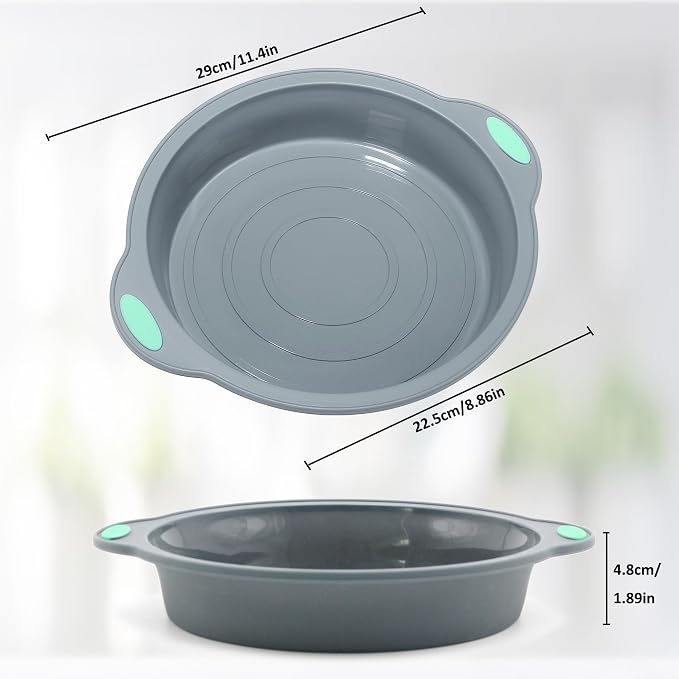 9 Inch Silicone Round Cake Pans, 2 Pack Nonstick Silicone Baking Pans Set, Food Grade Cake Molds, with Metal Reinforced Frame More Strength