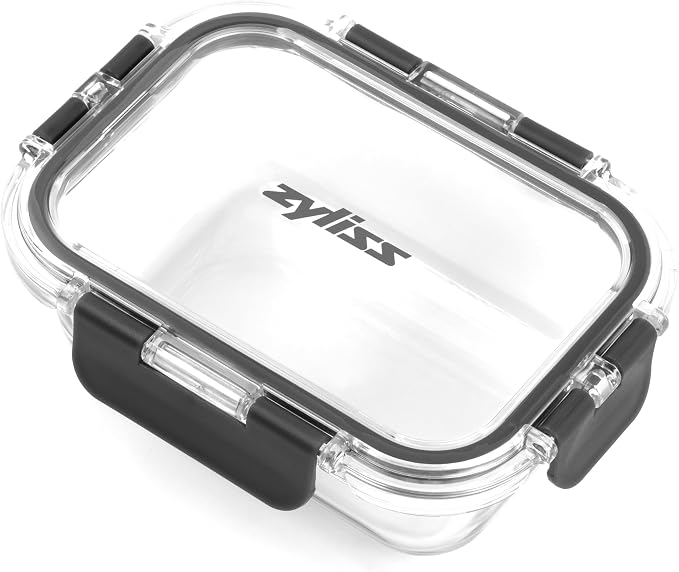 Zyliss Glass Food Storage Container 12.5oz, Shatter Resistant Borosilicate Glass, Airtight Leakproof Tritan Lid, BPA Free, Microwave, Freezer & Dishwasher Safe .37l/.39qt (6.2 x 4.7 x 2.2)