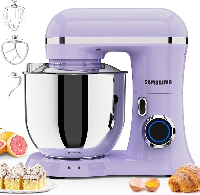 Stand Mixer, 6.5QT Tilt-Head Electric Kitchen Mixer, 10-Speed Household food mixer with 309 Stainless Steel Bowl, Dough Hook, Whisk & Beater, Splash Guard, Ideal for Baking Bread, Cake & Whipping