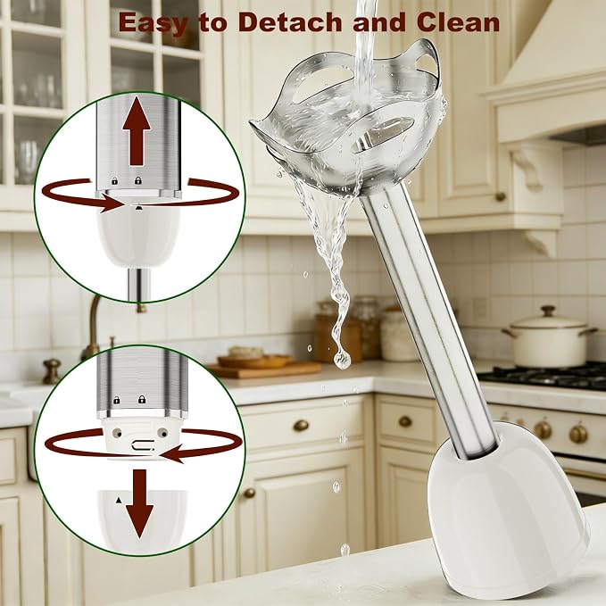 Cordless Immersion Blender Hand Blenders Set,Variable Speed 4 in 1 Stick Emulsifier with Chopper and Whisk for Soup, Baby Food and Smoothies (White)