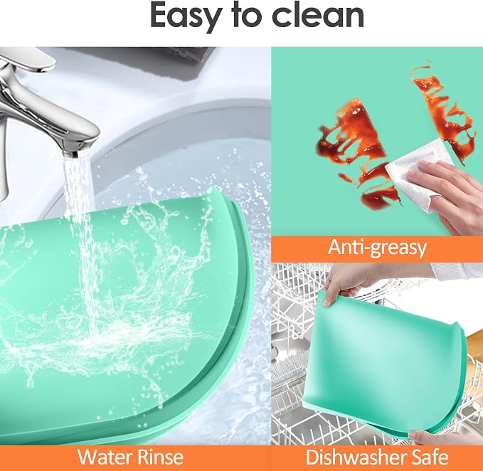 Silicone Coffee Maker Mat with Lip for Countertops 17.4''x10.6'' Mint Green | Multi leak-proof coffee tray for countertop, non-slip silicone mat fits most coffee makers & espresso machines, wipe-clean