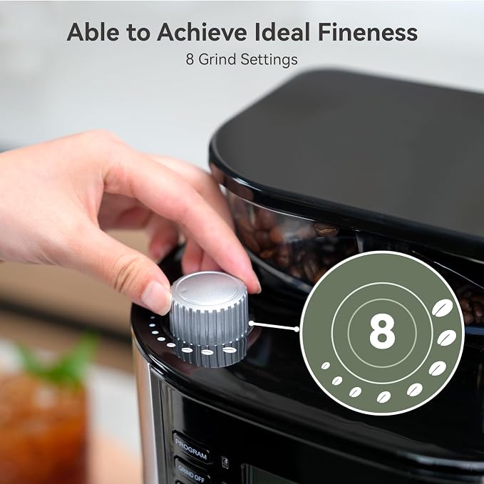 Gevi All In One 10-Cup Grind & Brew Coffee Maker with Built-In Burr Grinder | 24-Hour Programmable Timer, 1.5L Water Tank, Warm Plate, Reusable Filter & Glass Carafe for Daily Fresh Coffee Brewing