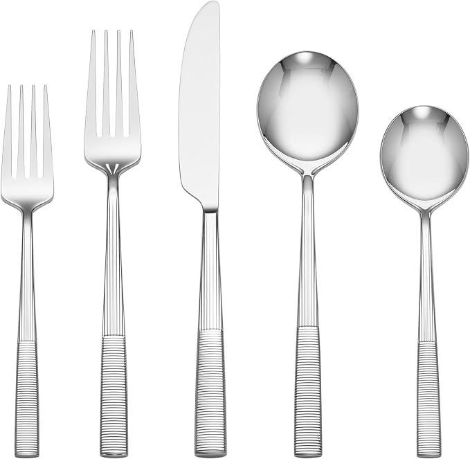 Lenox Modulus 20-Piece 18/10 Silverware Set for 4, Flatware | mirror finish, dishwasher safe | includes knives, forks, and spoons | heavy duty, cutlery set for kitchen and dining